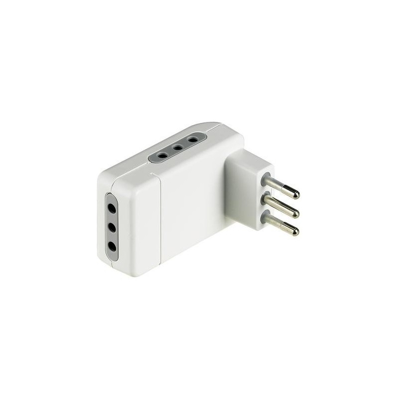Adattatore Bticino salvaspazio 3 prese 10A e spina 10A - colore bianco