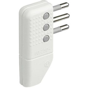 Spina corner Bticino a squadra 2P+T 10A salvaspazio spinotti orientabili bianca S2467TAE