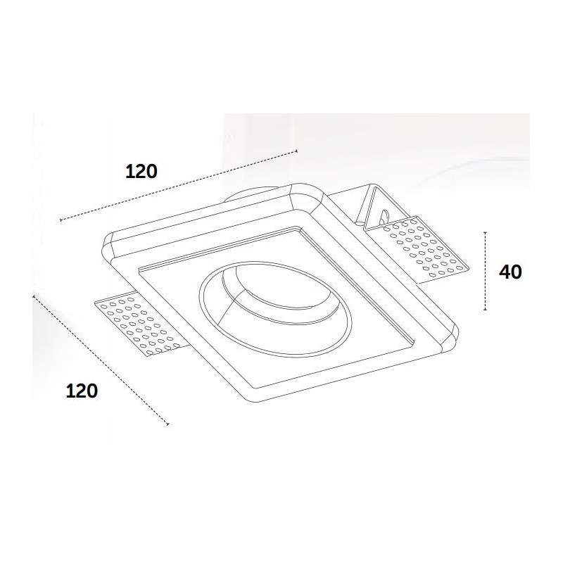 Dimensioni faretto da incasso attacco GU10 in marmogesso Dubai Playled GS008BL