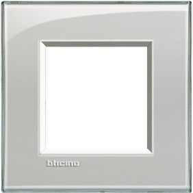 Placca quadra 2 moduli grigio ghiaccio Bticino Livinglight LNA4802KG