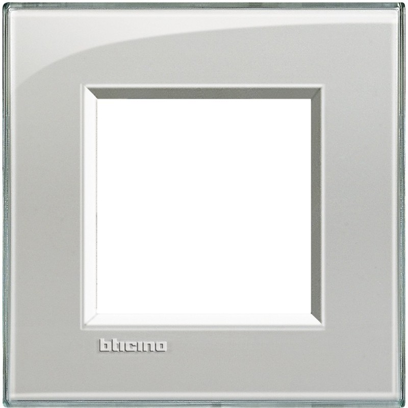 Placca quadra 2 moduli grigio ghiaccio Bticino Livinglight LNA4802KG