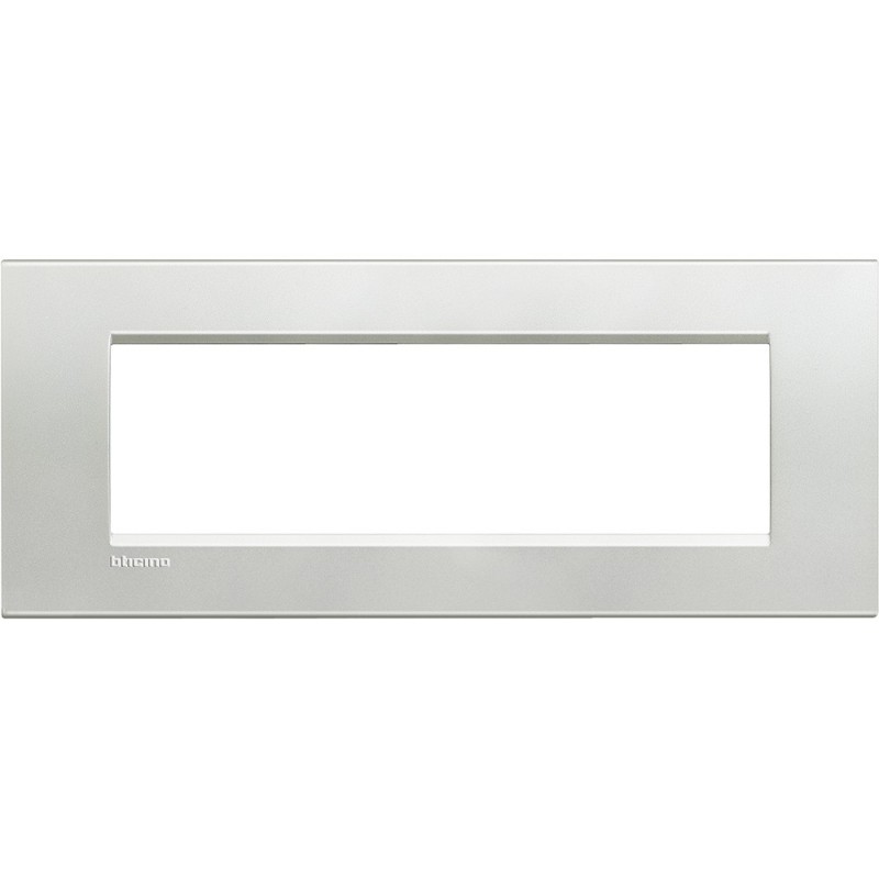 Placca 7 posti quadra argento LivingLight Bticino LNA4807AG