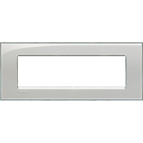 Placca 7 posti quadra grigio ghiaccio LivingLight Bticino LNA4807KG