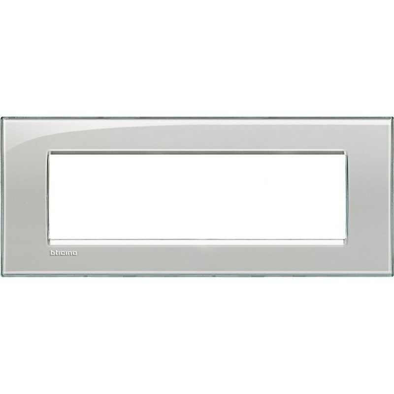 Placca 7 posti quadra grigio ghiaccio LivingLight Bticino LNA4807KG