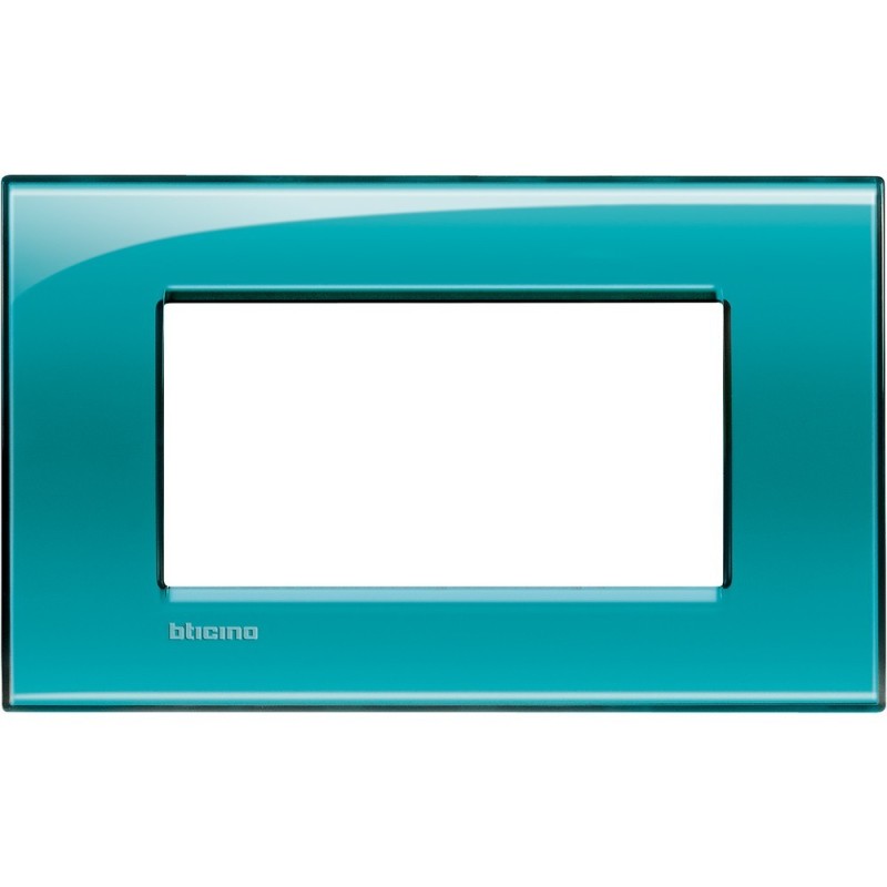 Placca 4 posti quadra verde deep LivingLight Bticino LNA4804VD