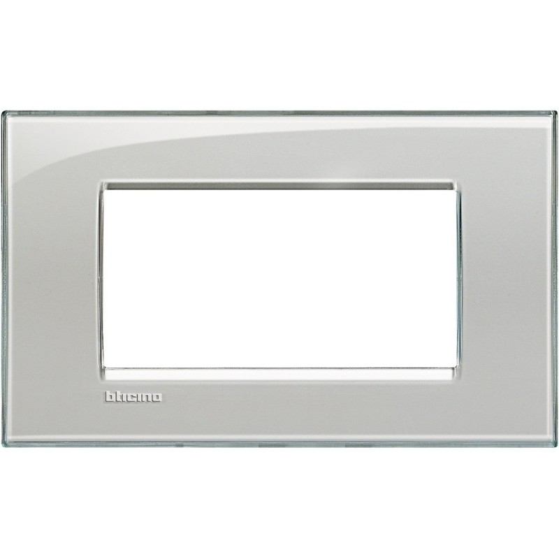 Placca 4 posti quadra grigio ghiaccio LivingLight Bticino LNA4804KG