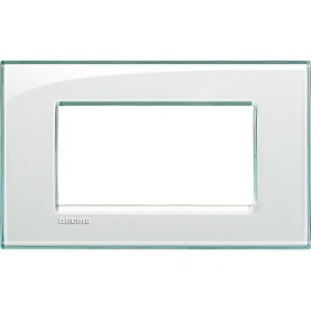 Placca 4 posti quadra acquamarina LivingLight Bticino LNA4804KA