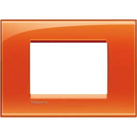 Placca 3 posti quadra arancio deep Living Light Bticino LNA4803OD