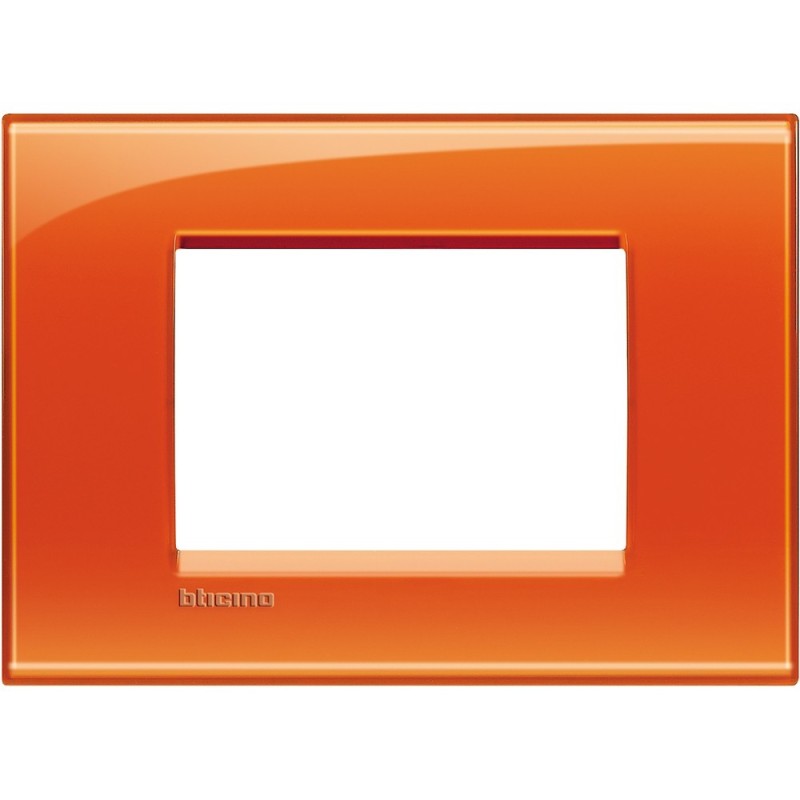 Placca 3 posti quadra arancio deep Living Light Bticino LNA4803OD