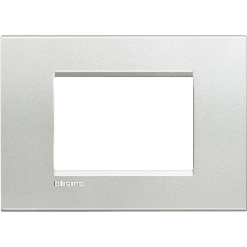 Placca 3 posti quadra argento LivingLight Bticino LNA4803AG