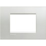 Placca 3 posti quadra argento LivingLight Bticino LNA4803AG