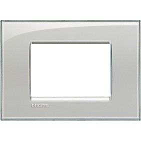 Placca 3 posti quadra grigio ghiaccio LivingLight Bticino LNA4803KG