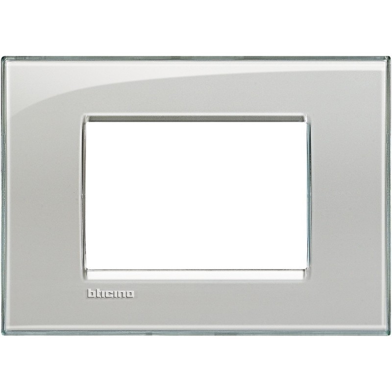 Placca 3 posti quadra grigio ghiaccio LivingLight Bticino LNA4803KG