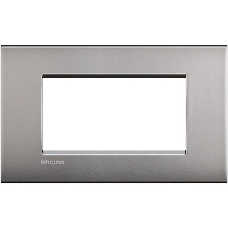Placca 4 posti quadra nichel satinato LivingLight Air Bticino LNC4804NK
