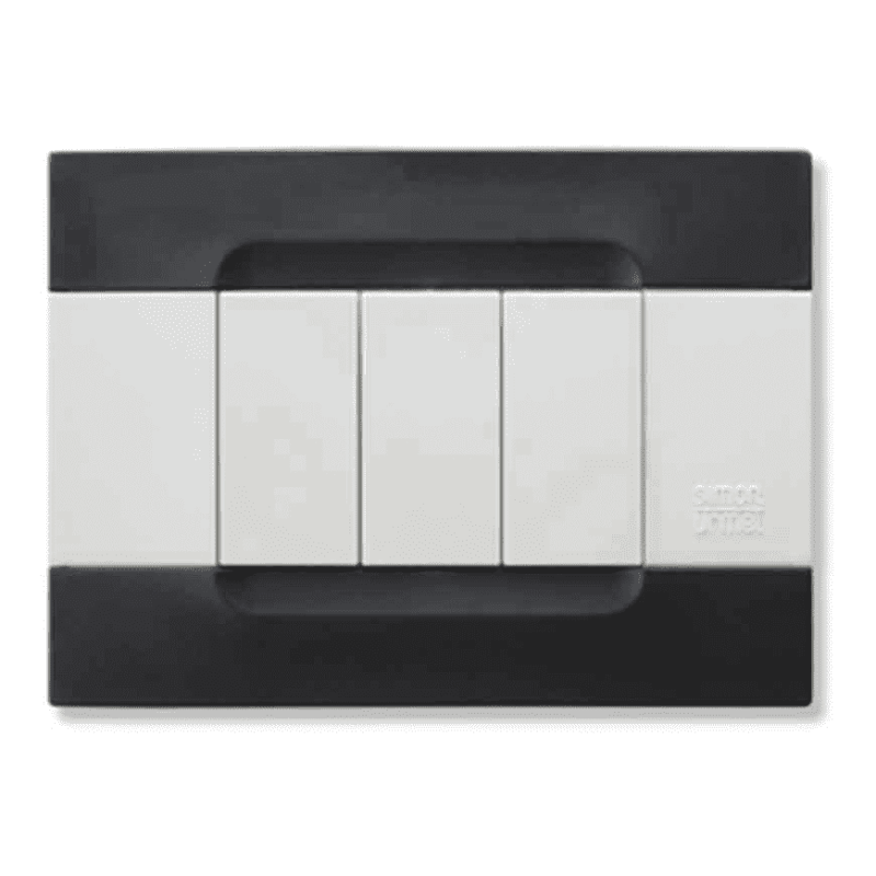 Placca Kadra Tecnopolimero Bianca Inserti Nero Auckland 3 Moduli Simon Urmet 10803.B.04