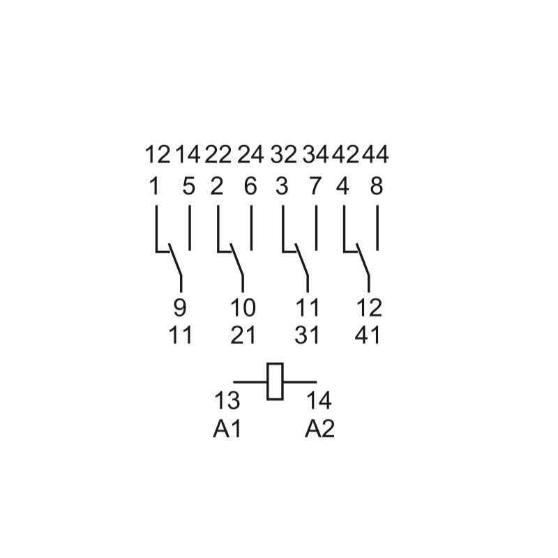 Relè industriale terminali Faston bobina 24V DC 4 contatti 7A Finder 553480240054