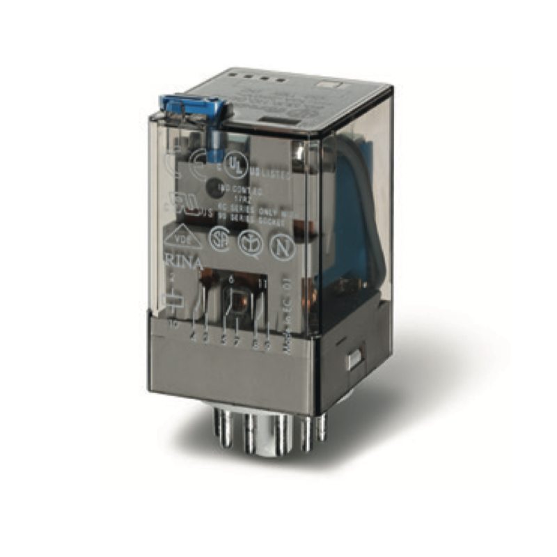 Relè industriale terminali Faston bobina 12V AC 3 contatti 10A Finder 601380120040