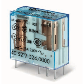 Relè industriale terminali Faston bobina 24V DC 2 contatti 8A Finder 405290240000
