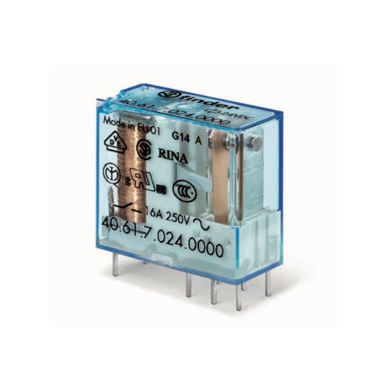 Relè industriale terminali Faston bobina 12V DC 1 contatto 16A Finder 406190120000