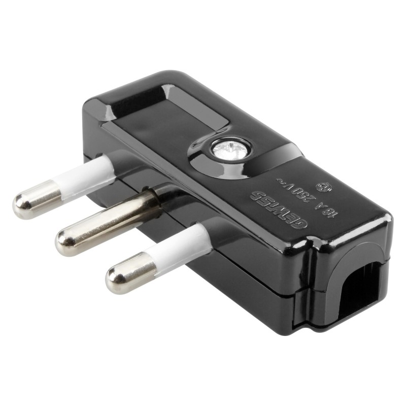 Spina Mobile a 90° Nera 2P+T 16A 250V GW28010