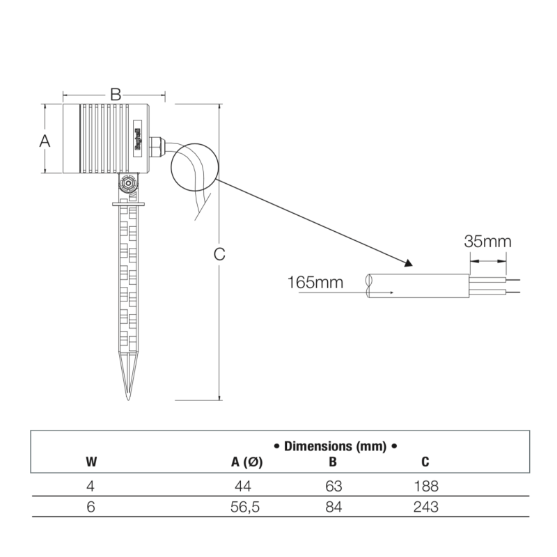Lampada Led con Picchetto X Spike IP65 6W Luce Naturale 4000° Beghelli 86123