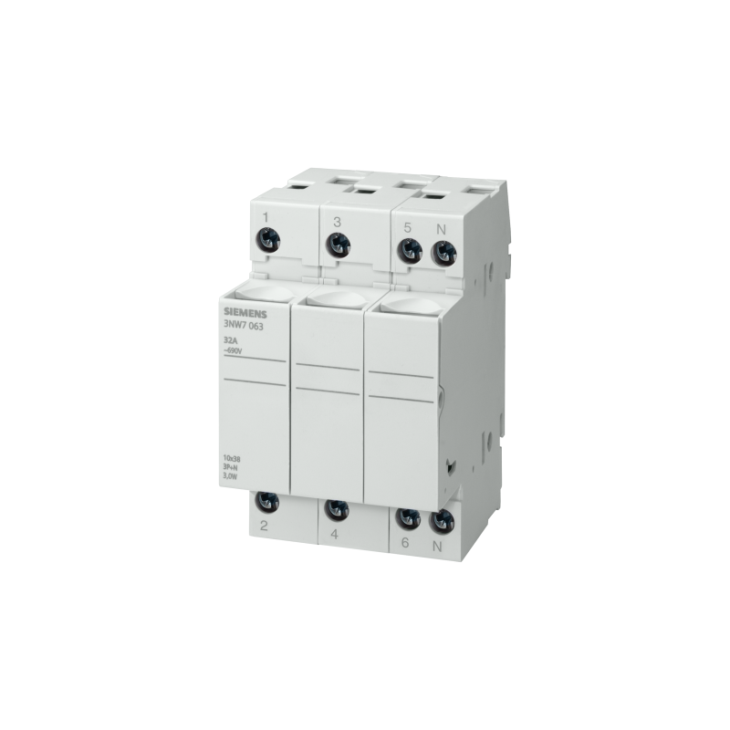 Portafusibili Cilindrici 10X38mm 32A 3P Siemens 3NW7033