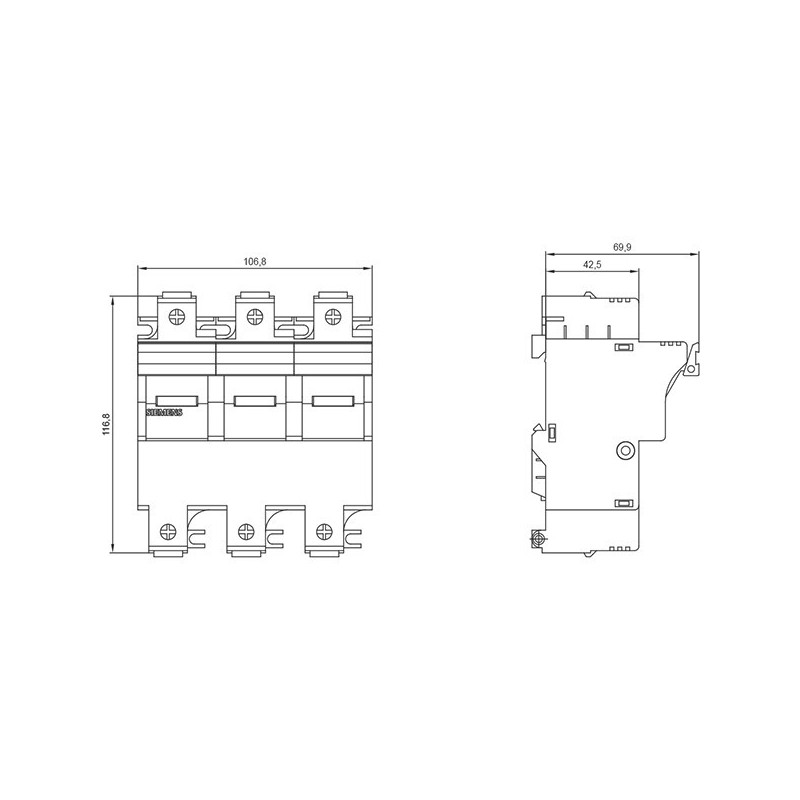 Sezionatore Portafusibile da 22X58mm 100A 3P Siemens 3NW7231