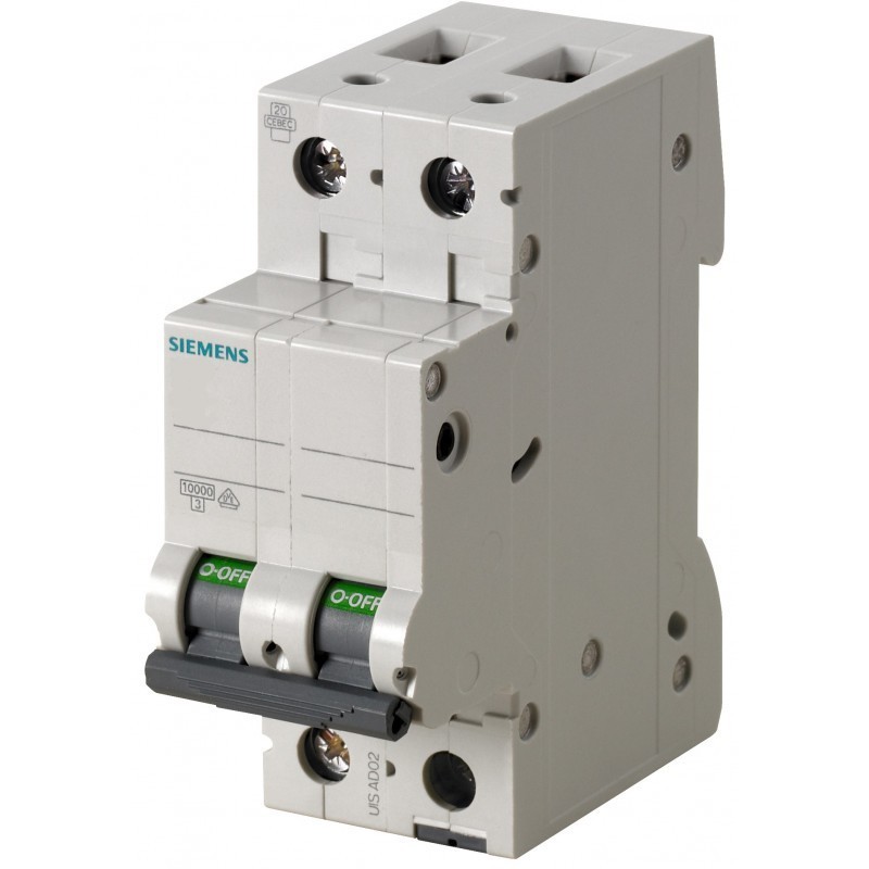 Interruttore Automatico Magnetotermico 2A 6kA 2P Siemens 5SL62027BB