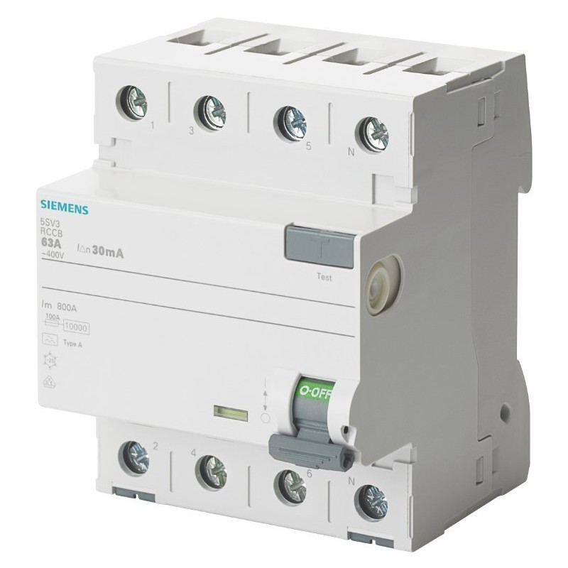 Interruttore Differenziale puro 4 poli 40A 0,5 Tipo A Siemens 5SV37446