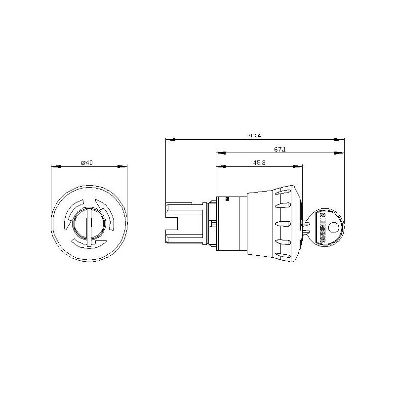Pulsante a Fungo di Emergenza Rosso a Chiave Siemens 3SU10501HF200AA0