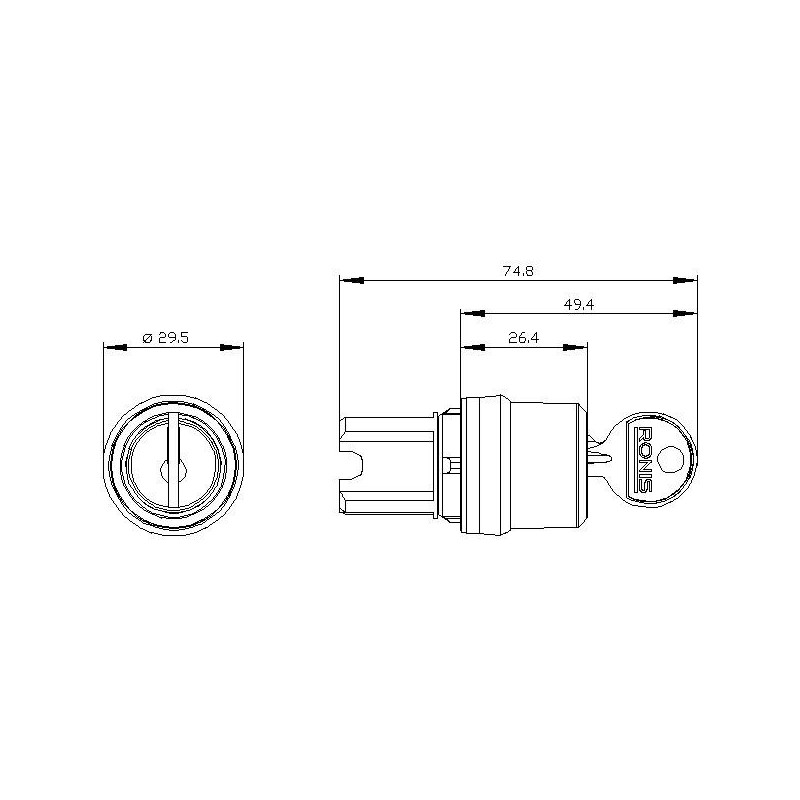 Selettore a Chiave Ronis Posizioni I/O/II Siemens 3SU10504BL110AA0
