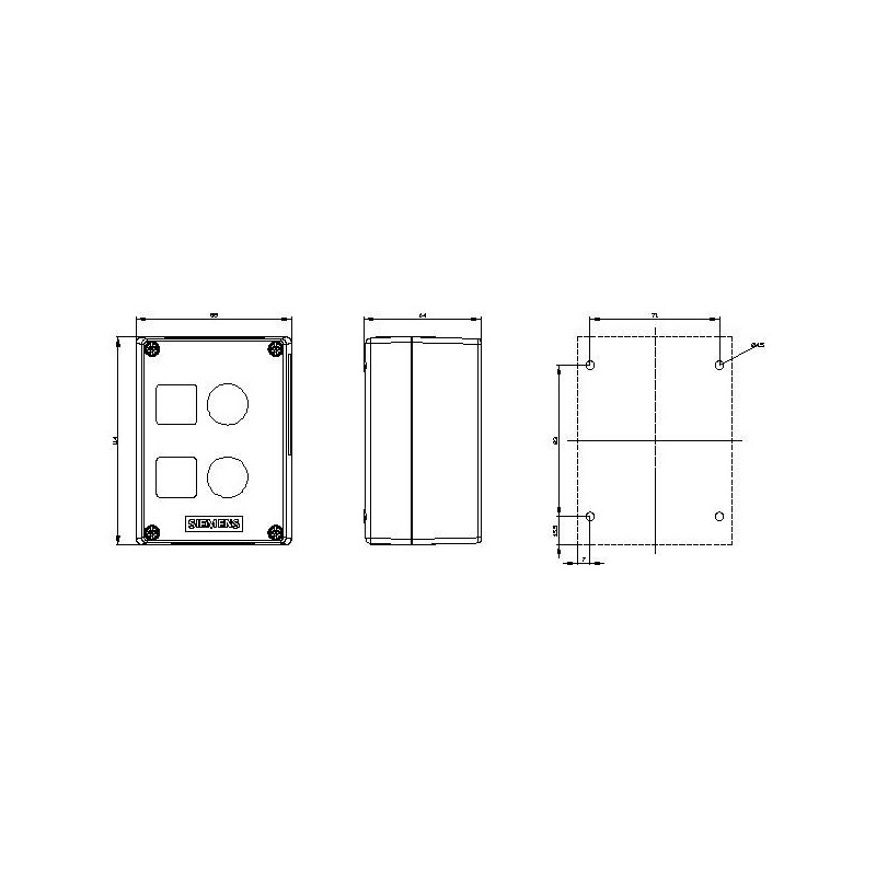 Pulsantiera in Plastica 2 Fori Vuota Siemens 3SU18020AA000AB1