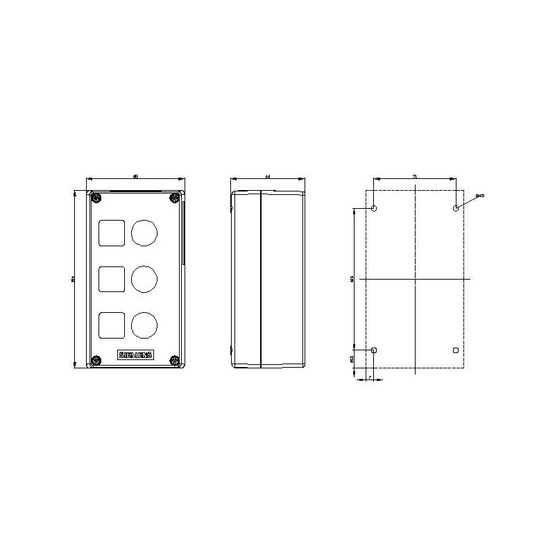 Pulsantiera in Plastica 3 Fori Vuota Siemens 3SU18030AA000AB1