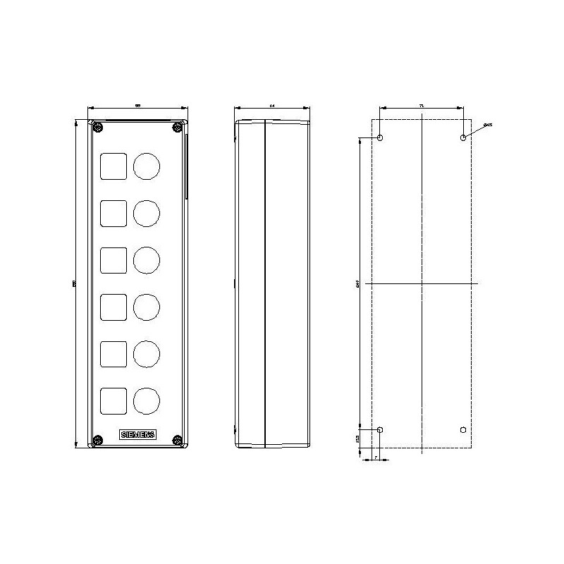 Pulsantiera in Plastica 6 Fori Vuota Siemens 3SU18060AA000AB1