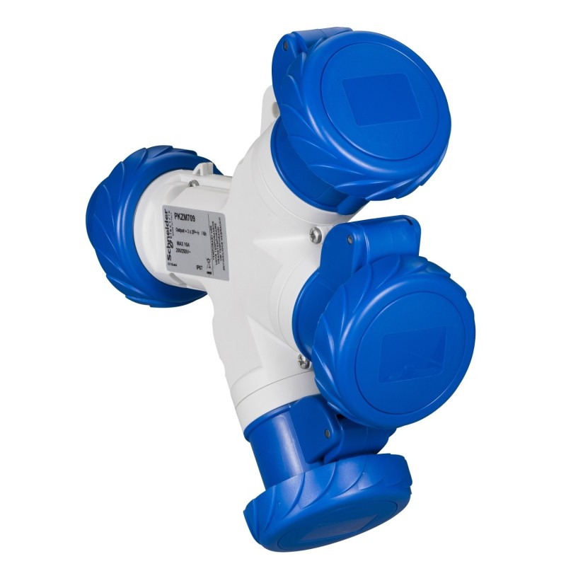 Adattatore Multiplo CEE 3 Uscite 2P+T 16A 220V IP67 Schneider PKZM709