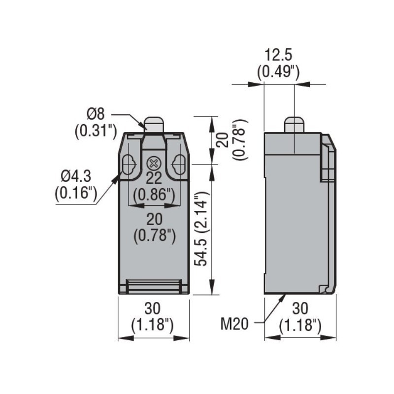Finecorsa serie KB con 1NA+1NC custodia in plastica Lovato KBA1S11 dimensioni