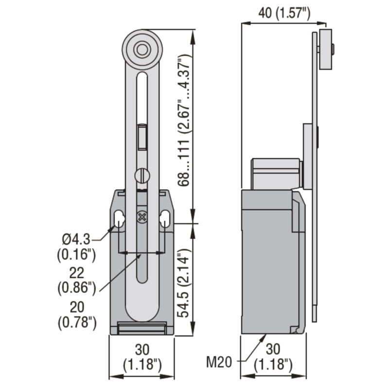 Finecorsa Serie K a Leva Regolabile con Rotella 1NA+1NC e Custodia in Plastica Lovato KBF1S11