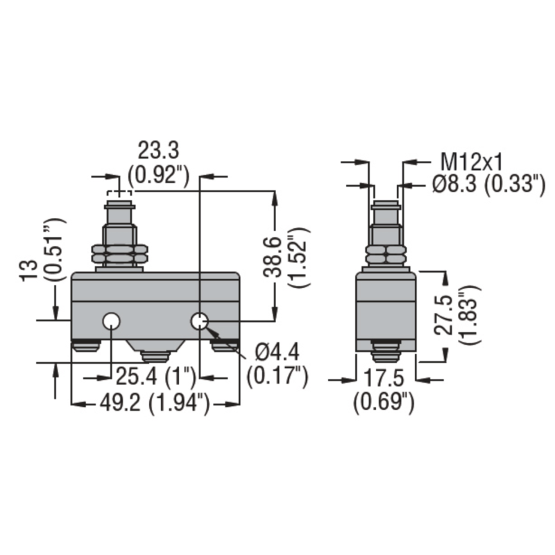 Microinterruttore Serie KS a Pulsante 1NA+1NC Plastico Lovato KSA4V