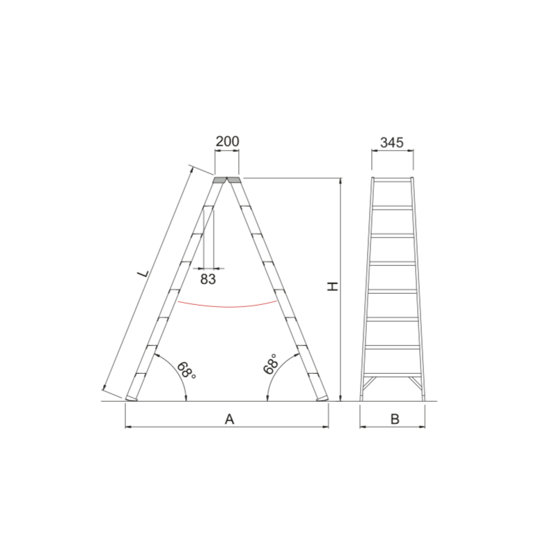 Scala Professionale a Doppia Salita in Alluminio Frigerio SCA 6015/08