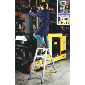 Sgabello Professionale con Doppia Salita in Alluminio Frigerio SCA 6033/04