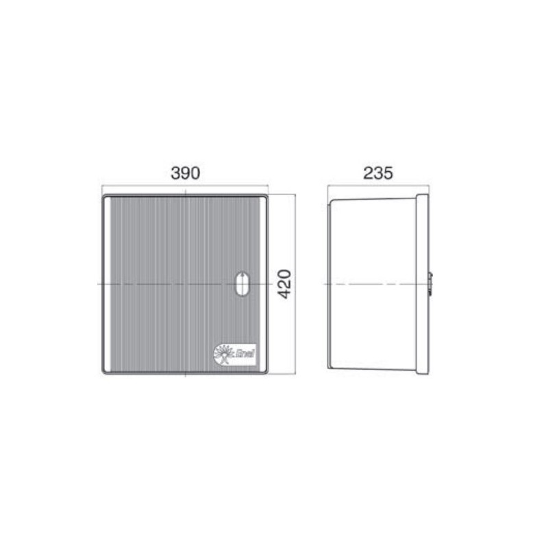 Contenitore per 2 contatori monofase o uno trifase 420X390 OEC AREGTI-Y dimensioni