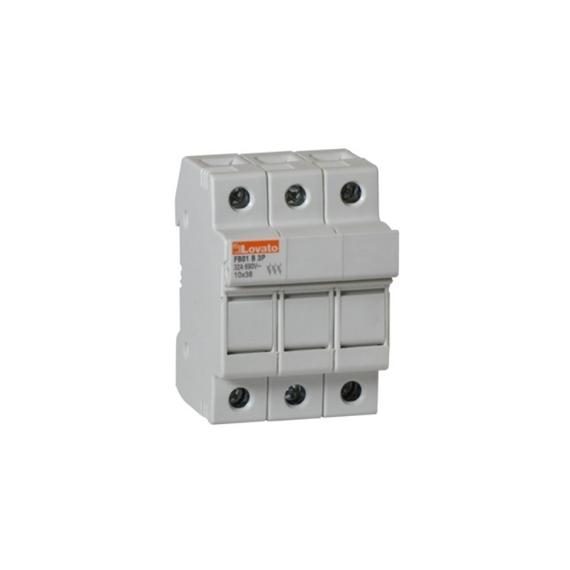 Portafusibile 3 Poli per fusibili di misura 10x38 fino a 32A Lovato FB01B3P