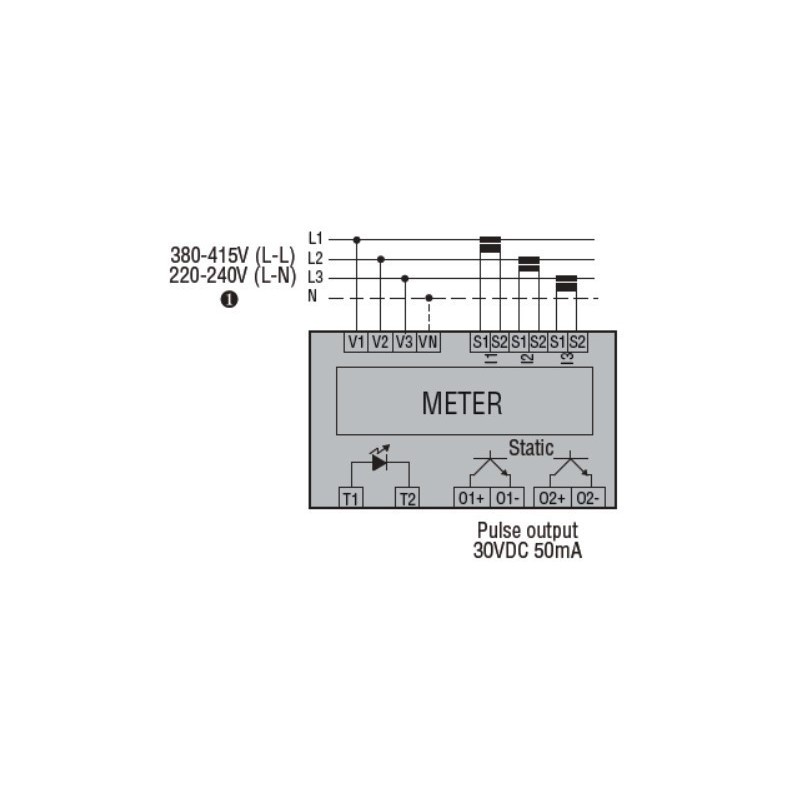 Contatore di Energia Trifase inserzione tramite TA Lovato DMED310T2