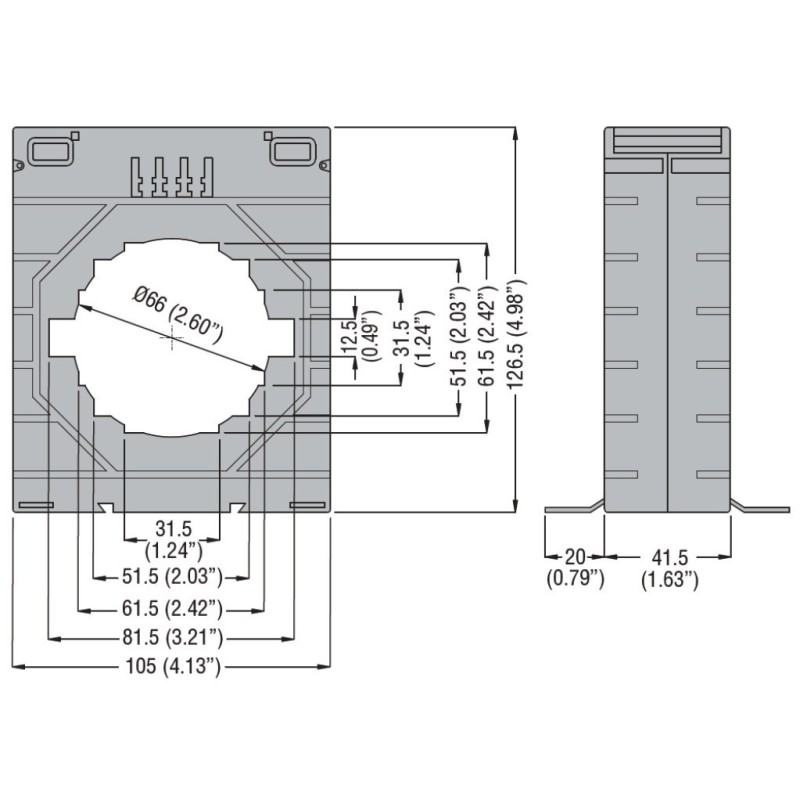 Trasformatore di Corrente da 800 a 5A per cavo da 66mm Lovato DM35T0800
