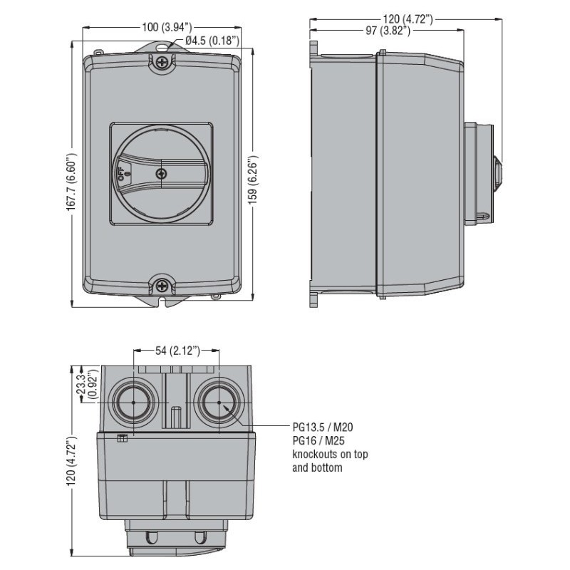 Contenitore completo di maniglia per Sezionatori IP65 Lovato GAZ1