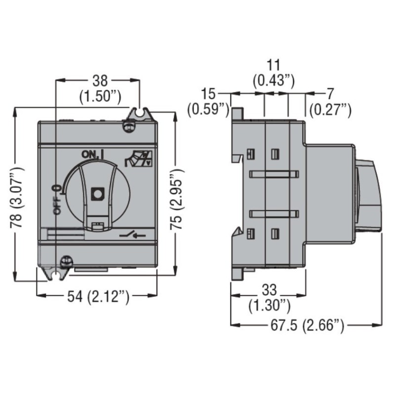 Sezionatore per fotovoltaico comando diretto 25A 1000V Lovato GD025AT2