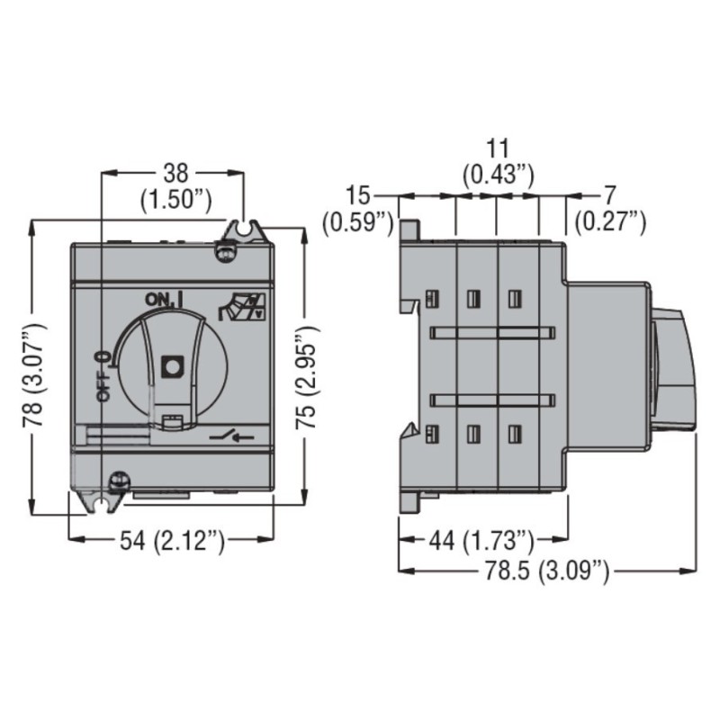 Sezionatore per fotovoltaici 3P con maniglia 32A 1000V Lovato GD032AT3