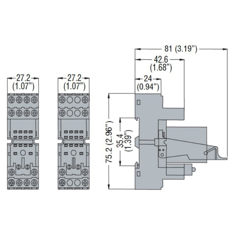 Zoccolo per rele' Lovato a 4 contatti serie HR60 HR6XS41 dimensioni