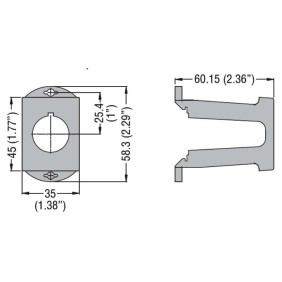 Adattatore con foro 22 per montaggio comandi e segnalatori su guida din Lovao LPXDIN misure