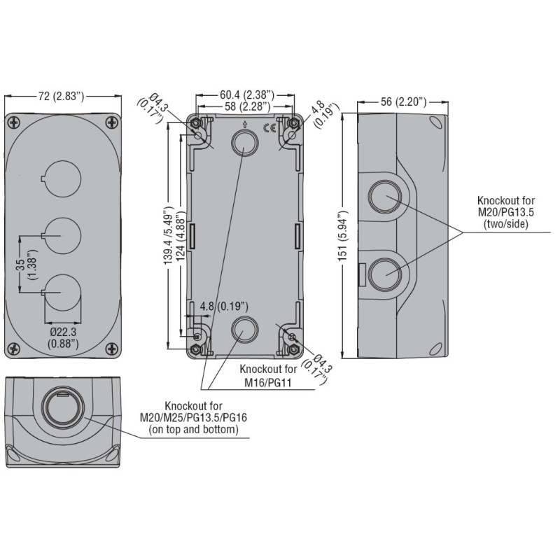 Contenitore per 3 operatori Lovato coperchio grigio LPZP3A8